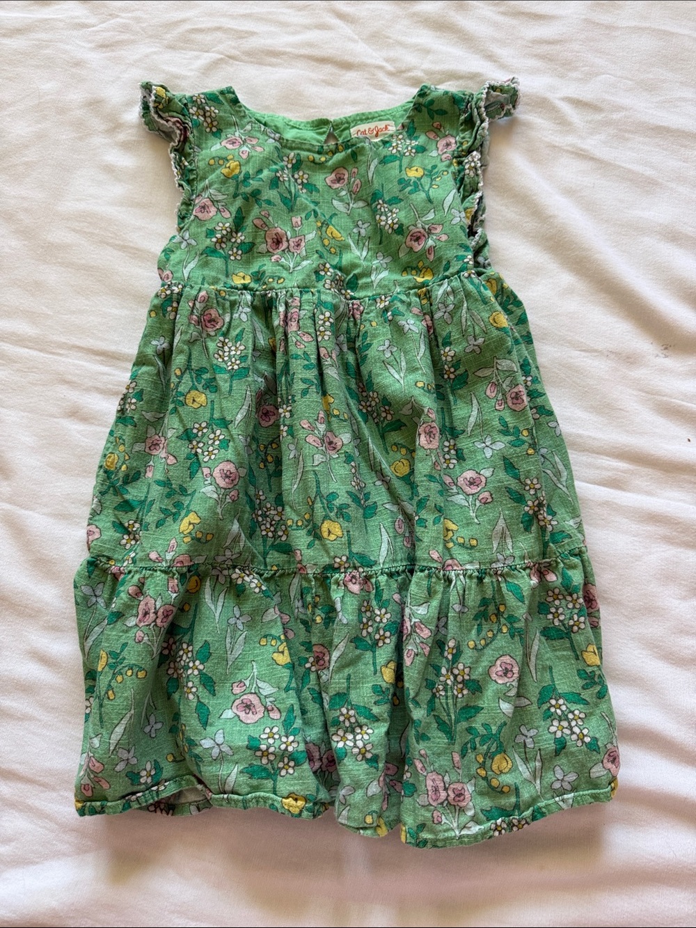 Cat & Jack Green Floral Tiered Sundress